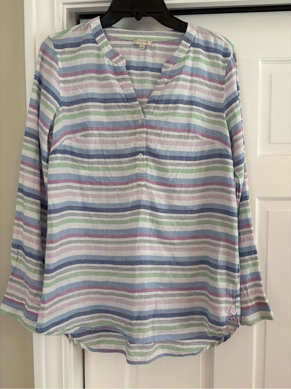 Talbots Pastel Striped Cotton Tunic in Blue, Pink & Green